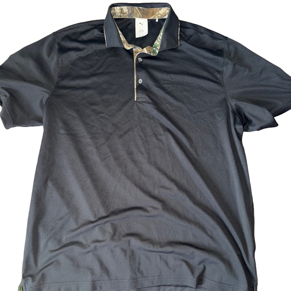 Puma Real Tree Colab Black Polo Shirt with Camouflage Accents NWOT